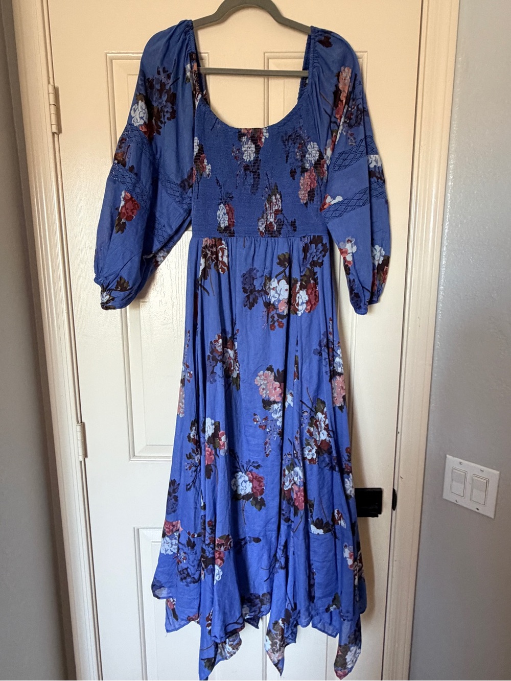 Free People Periwinkle Floral Maxi Dress with Puff Sleeves